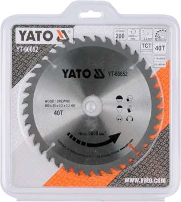 Kotouč na dřevo 200 x 30 mm 40z Yato YT-60652