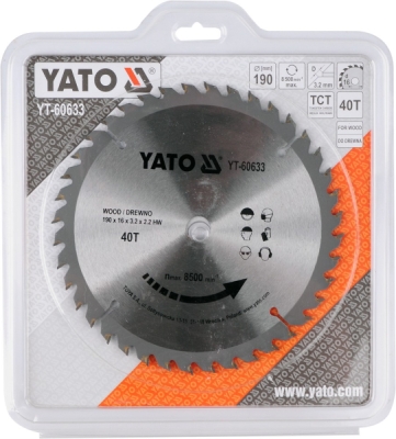Kotouč na dřevo 190 x 16 mm 40z Yato YT-60633