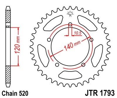 Řetězová rozeta JT JTR 1793-43 43 zubů, 520