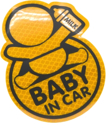 Compass dekor samolepící BABY IN CAR žlutý