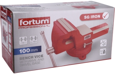 Svěrák otočný s kovadlinou, 100mm, SG Iron FORTUM