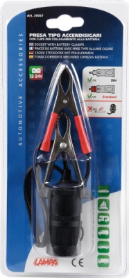Zásuvka zapalovače s bateriovými kleštěmi 12/24V