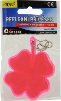 Compass přívěšek reflexní čtyřlístek - růžový