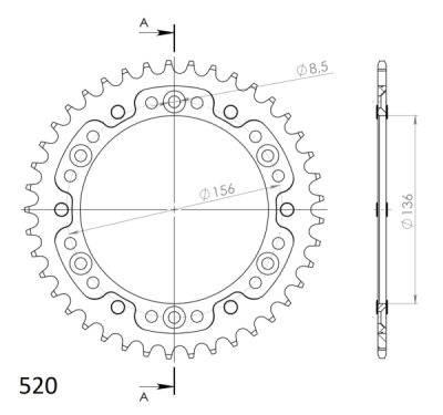Rozeta SUPERSPROX STEALTH RST-1512:41-GLD zlatá 41 zubů, 520
