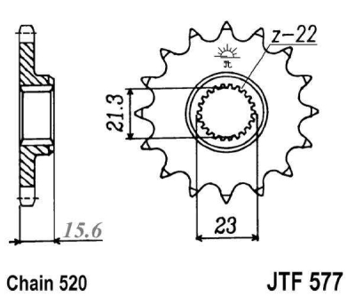 Řetězové kolečko JT JTF 577-15RB 15 zubů, 520 rubber cushioned