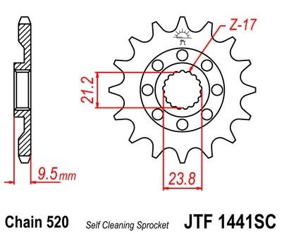 Řetězové kolečko JT JTF 1441-13SC 13 zubů, 520 Self Cleaning Lightweight