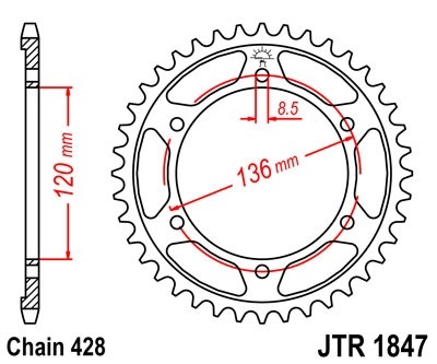 Řetězová rozeta JT JTR 1847-57 57 zubů, 428