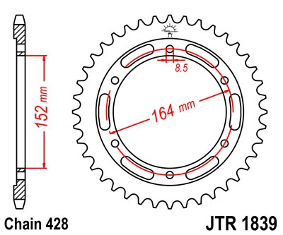 Řetězová rozeta JT JTR 1839-55 55 zubů, 428