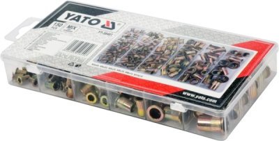 Sada ocelových nýtovacích matic M3-M10 150 ks Yato YT-36481