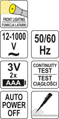 Indukční zkoušečka napětí 12-1000V Yato YT-28313