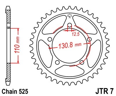 Řetězová rozeta JT JTR 7-46ZBK 46 zubů, 525 Černý zinek