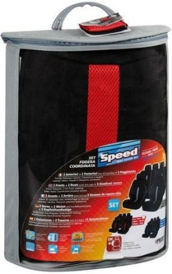 Potah sedadel SPEED černo-červený, 9 dílů