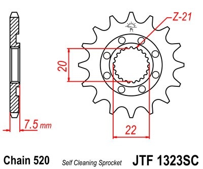 Řetězové kolečko JT JTF 1323-13SC 13 zubů, 520 Self Cleaning Lightweight
