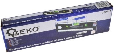 Laserová vodováha 1,5m, podsvětlená GEKO G03311