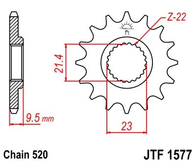 Řetězové kolečko JT JTF 1577-15 15 zubů, 520