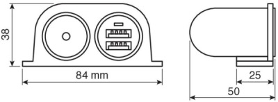 Zapalovač - zásuvka + 2 x USB 12/24V