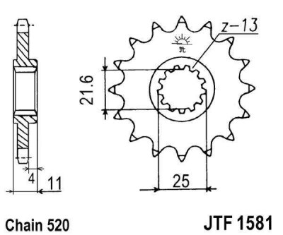 Řetězové kolečko JT JTF 1581-16 16 zubů, 520