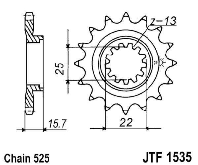 Řetězové kolečko JT JTF 1535-15RB 15 zubů, 525 rubber cushioned