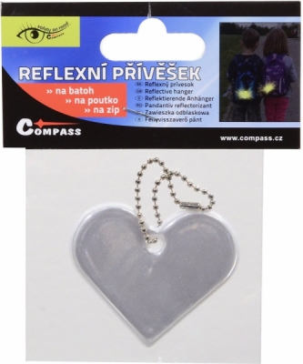 Compass přívěšek reflexní srdce - stříbrný