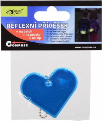 Compass přívěšek reflexní srdce - modrý