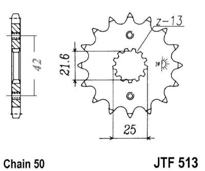 Řetězové kolečko JT JTF 513-15RB 15 zubů, 530 rubber cushioned