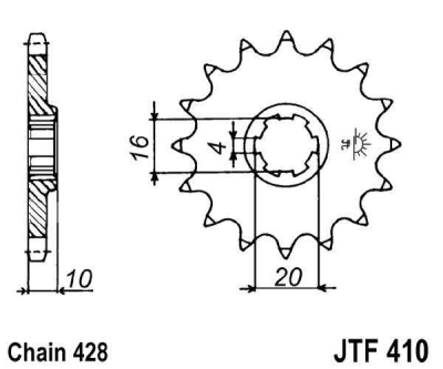 Řetězové kolečko JT JTF 410-15 15 zubů, 428