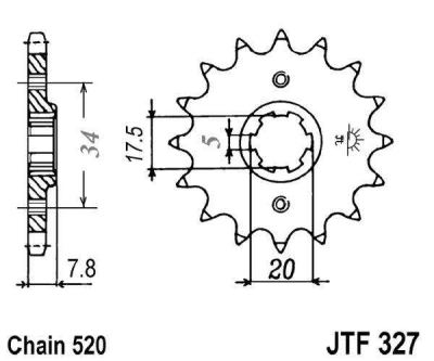 Řetězové kolečko JT JTF 327-14 14 zubů, 520
