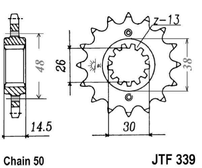 Řetězové kolečko JT JTF 339-18RB 18 zubů, 530 rubber cushioned