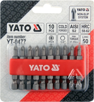 BIT sada 10 ks PH1x50 ACR Yato YT-0477