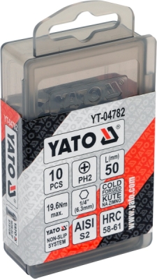 Bit křížový 1/4" PH2 x 50 mm 10 ks Yato YT-04782