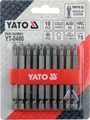 BIT sada 10 ks PH2x75 Yato YT-0480