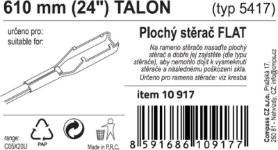 Stěrač FLAT BULK (TALON) 24"/610mm Compass