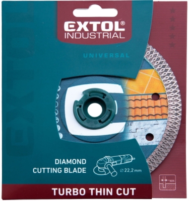 Kotouč diamantový řezný, turbo Thin Cut, suché i mokré řezání, ⌀230x22,2x2mm EXTOL INDUSTRIAL