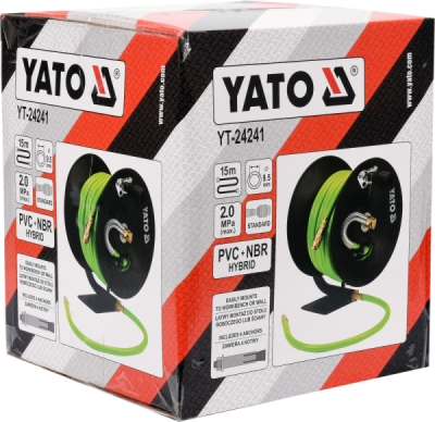Naviják se vzduchovou hadicí PVC+NBR 9,5mm, 15m Yato YT-24241