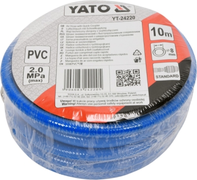 Hadice vzduchová PVC 8mm, 10m Yato YT-24220