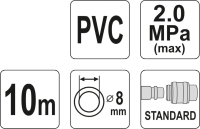 Hadice vzduchová PVC 8mm, 10m Yato YT-24220