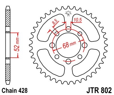 Řetězová rozeta JT JTR 802-38 38 zubů, 428
