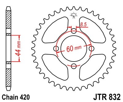 Řetězová rozeta JT JTR 832-44 44 zubů, 420