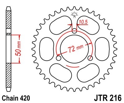 Řetězová rozeta JT JTR 216-45 45 zubů, 420