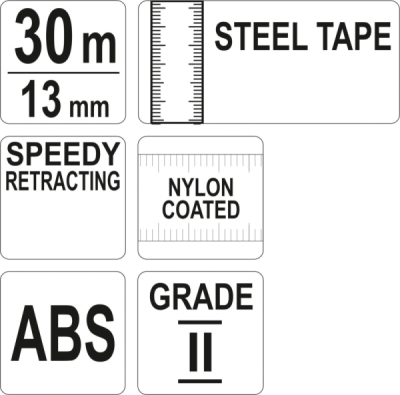 Pásmo měřící ocelové 30m,13mm Yato YT-71581