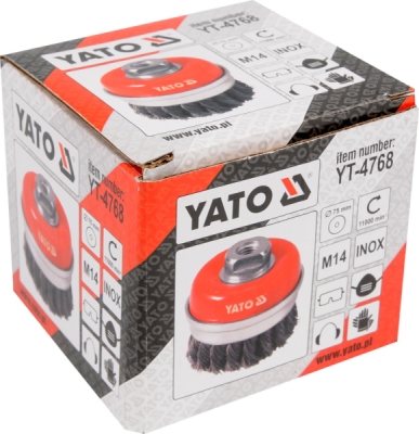 Kartáč drátěný čelní M14 x 75 mm INOX Yato YT-4768