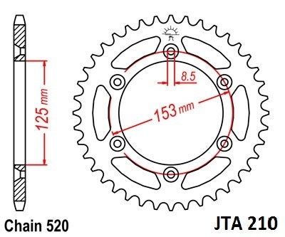 Hliníková řetězová rozeta JT JTA 210-47 47 zubů, 520
