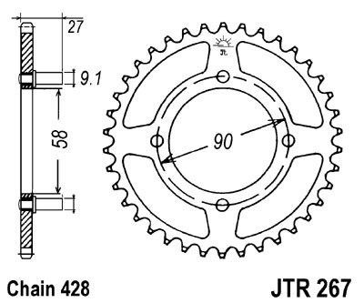 Řetězová rozeta JT JTR 267-39 39 zubů, 428