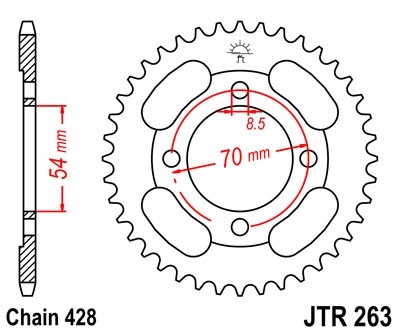 Řetězová rozeta JT JTR 263-38 38 zubů, 428