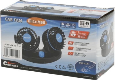 Compass ventilátor MITCHELL DUO 2x85mm USB 5V na palubní desku