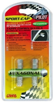 Čepičky ventilků HEXAGONAL, chrom 4ks