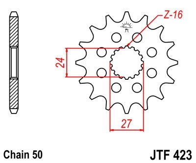 Řetězové kolečko JT JTF 423-17RB 17 zubů, 530 rubber cushioned