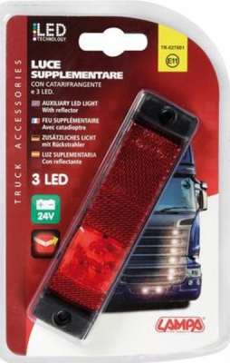 Bočné pozičné svetlo 3 LED 24V F-14 červené