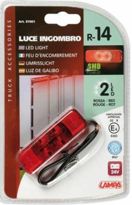 Světlo poziční boční 2 LED 24V R-14 červené