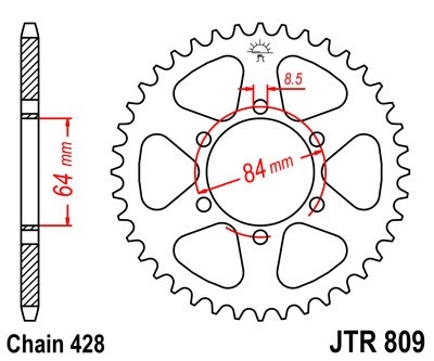 Řetězová rozeta JT JTR 809-51 51 zubů, 428
